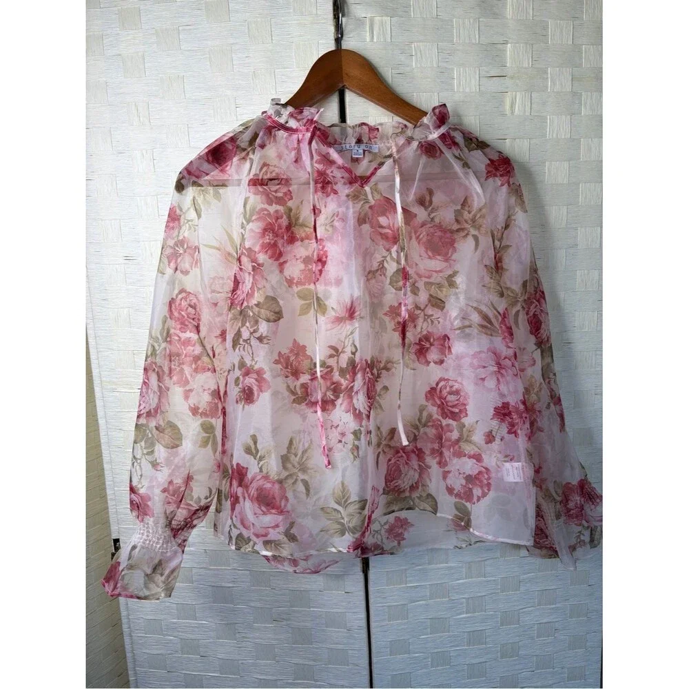 Story on Blouse Long Sheer Puff Sleeves Romantic Feminine Women's S